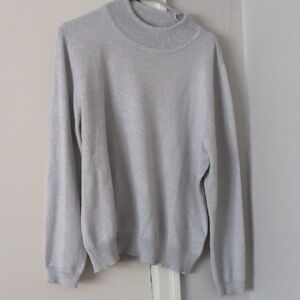 Laura Scott Silver Shimmer Turtleneck‎ Sweater Size XL